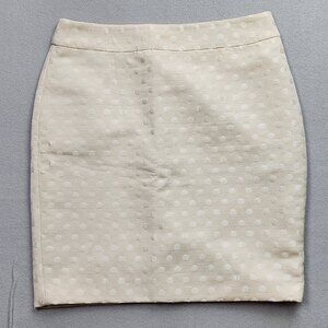 Ann Taylor Beige Polka Dot Midi Skirt Size 6 Poly-Cotton